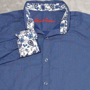 Robert Graham McCall M Blue Dot Paisley Flip Cuff Shirt Metropolitan-Explorer M